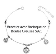 Bracelet avec Breloque de Boules Creuses S925